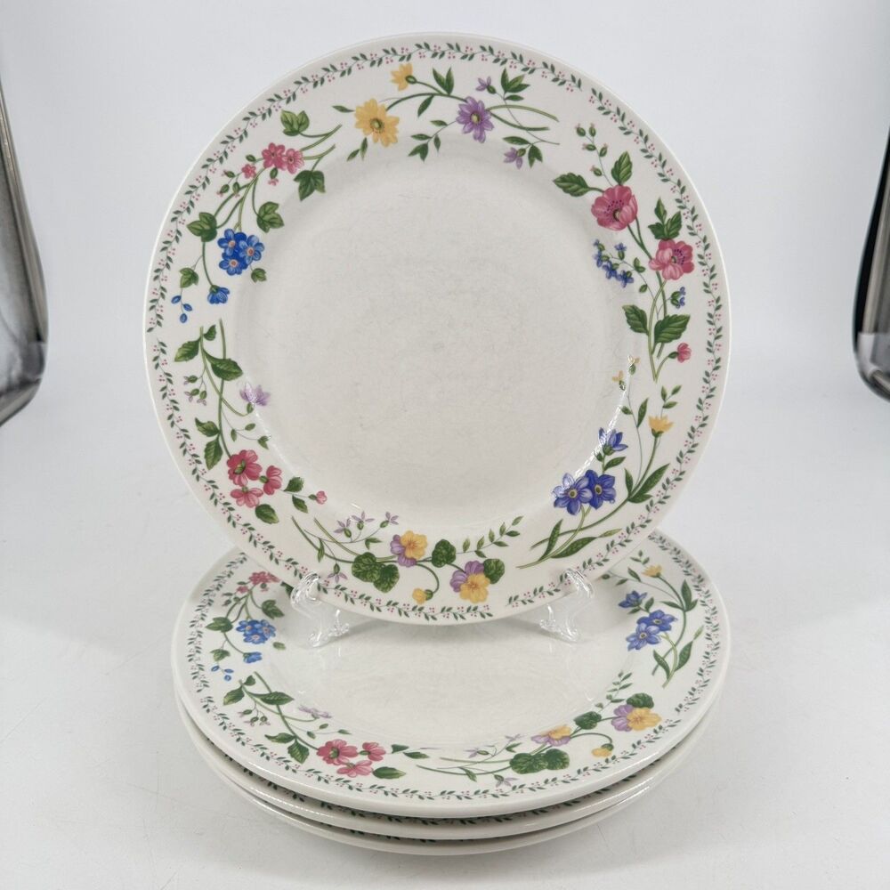 Vintage 1993 Farberware English Garden #225 Set of 4 Dinner Plates 10 1/2”